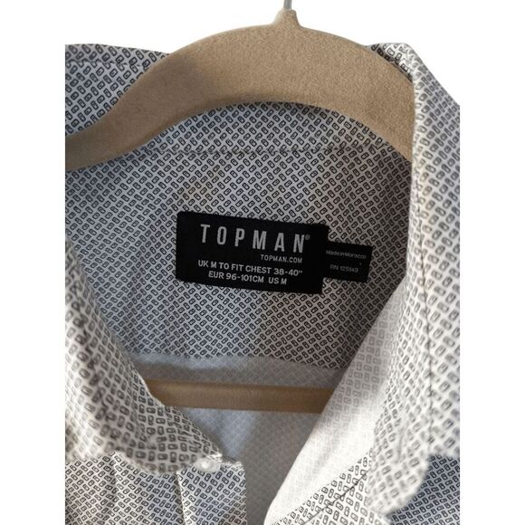 TOPMAN Men's Geometric Printed Long Sleeve Button Down Shirt Size Medium - Picture 5 of 5